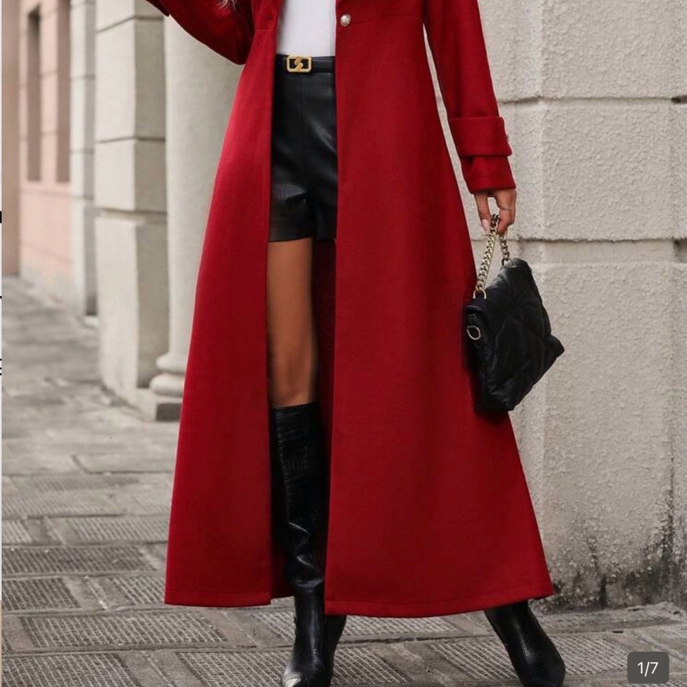SHEIN Vibrant Red Outerwear coat